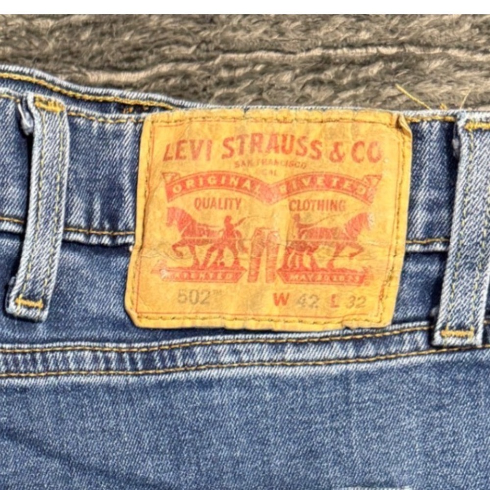 Levi's 502 Regular Taper Mens‎ 42x32 Blue Performance Denim Jeans 29507-0517